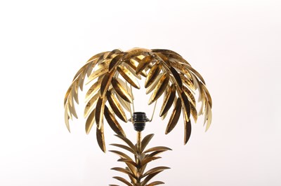 Lot 36 - A gilt metal table lamp, in the form of a palm...