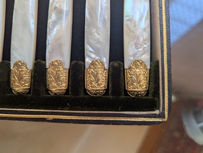 Lot 134 - A set of twelve French silver gilt bladed...