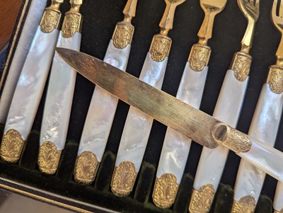 Lot 134 - A set of twelve French silver gilt bladed...