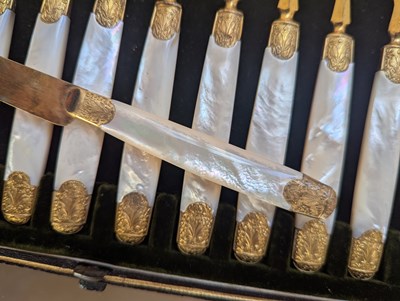 Lot 134 - A set of twelve French silver gilt bladed...