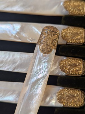 Lot 134 - A set of twelve French silver gilt bladed...