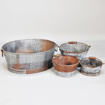 Lot 340 - A metal planter, together with three various...