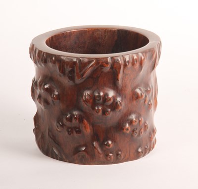 Lot 107 - A Chinese huanghuali wood brush pot (bitong),...