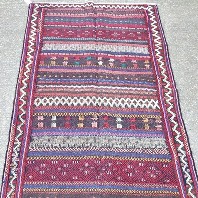 Lot 482 - A Persian Bidjar kilim, with rows of geometric...