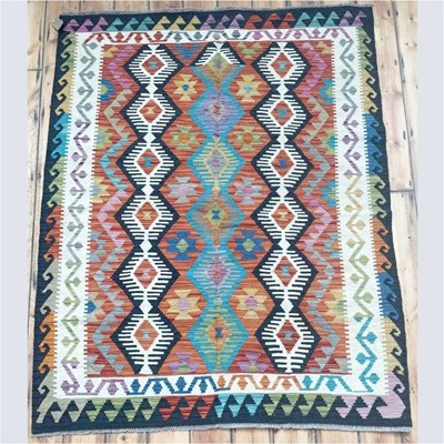 Lot 160 - An Anatolian Turkish kilim rug, with rows of...