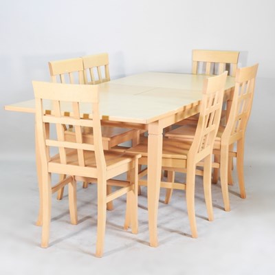 Lot 453 - A modern beech extending dining table, 191cm...