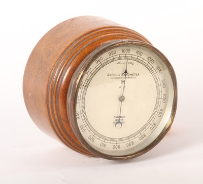 Lot 364 - A Wheeler of London oak desk aneroid barometer,...