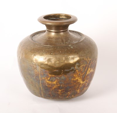 Lot 339 - A large Eastern brass vase, of globular form