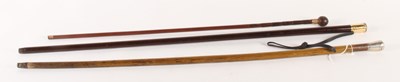 Lot 191 - A silver-topped walking stick, the knob handle...
