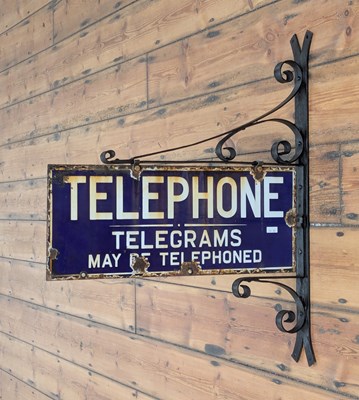 Lot 35 - A vintage enamel sign, inscribed Telephone,...