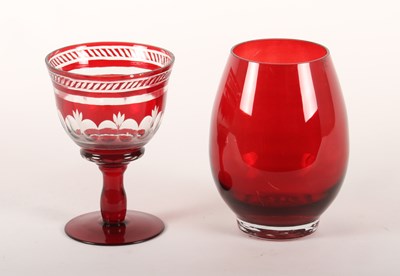 Lot 271 - A Venetian red glass vase, together with a...