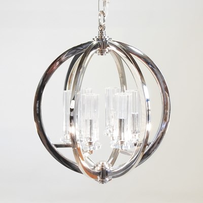 Lot 217 - A modern Eros six branch nickel ceiling light,...