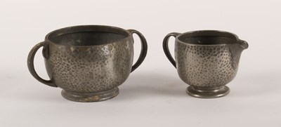 Lot 116 - A Liberty & Co Tudric pewter sugar bowl and...