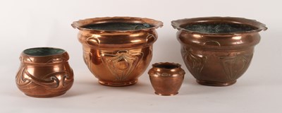 Lot 59 - A pair of Art Nouveau repousse decorated...
