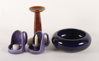 Lot 297 - A Royal Doulton blue glazed squat bowl,...