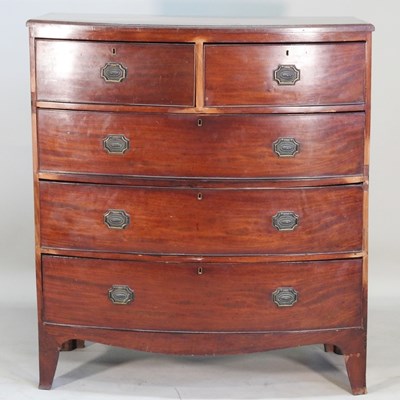 Lot 455 - A 19th century mahogany bow front chest of...
