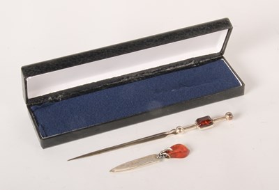 Lot 182 - A white metal letter opener, stamped 925, the...