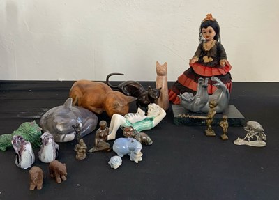 Lot 294 - A Royal Copenhagen sleeping cat figure, shape...