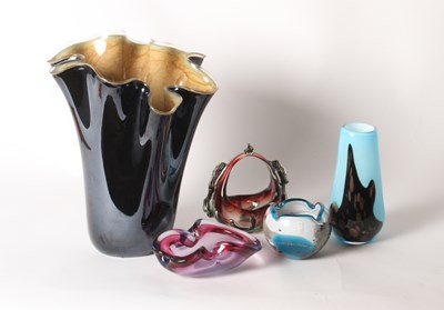 Lot 79 - A large Murano black and tan glass...