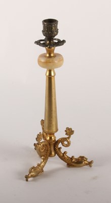 Lot 328 - A brass candlestick, with a turned brass...