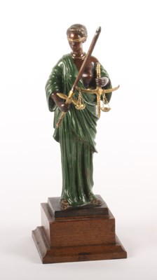 Lot 309 - A cold painted bronze figure of Lady Justice,...