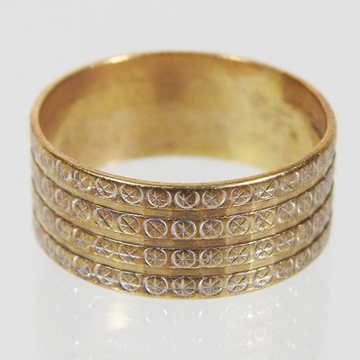 Lot 14 - A 9 carat textured gold wedding band, 2.8g,...