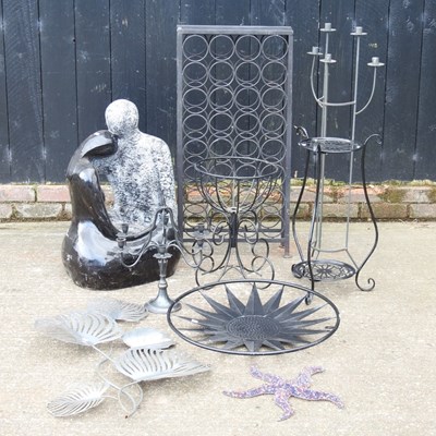 Lot 452 - A metal wine rack, 95cm high, together with a...