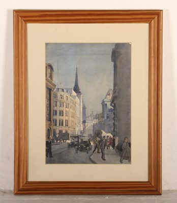 Lot 34 - Stephen Bone, 1904-1958, London street scene,...