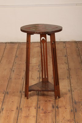 Lot 100 - An Arts and Crafts oak tile top occasional table