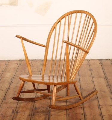 Lot 54 - An Ercol blonde elm Grandfather rocking chair