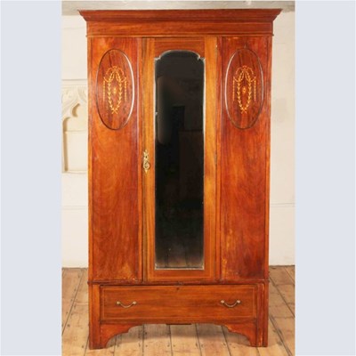 Lot 325 - An Edwardian inlaid mahogany single wardrobe,...