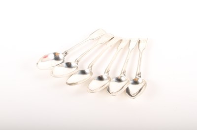 Lot 163 - A set of six silver crested dessert spoons,...