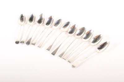 Lot 225 - A collection of eleven silver teaspoons, in...