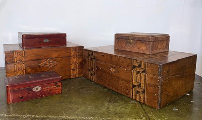 Lot 337 - A Victorian walnut Tunbridge inlaid box,...