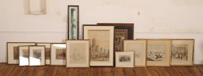 Lot 146 - A collection of watercolours, etchings,...