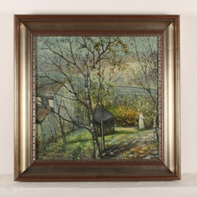 Lot 107 - C H Chill (20th century), wooded landscape,...