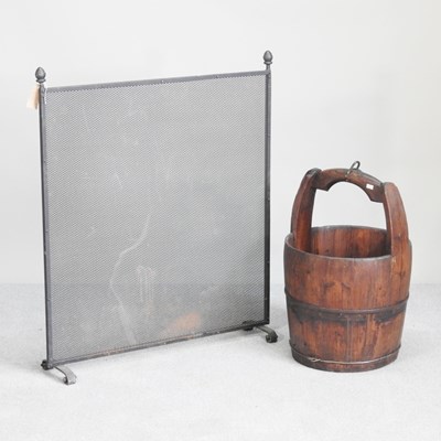 Lot 366 - A Chinese metal bound wooden bucket, together...