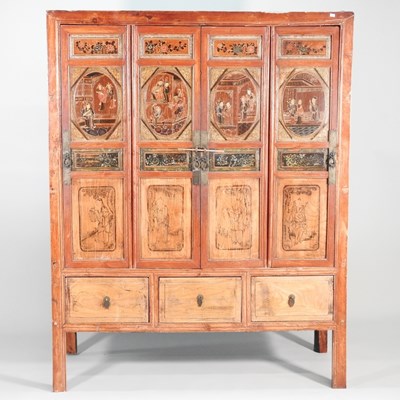 Lot 26 - A Chinese polychrome painted side cabinet,...
