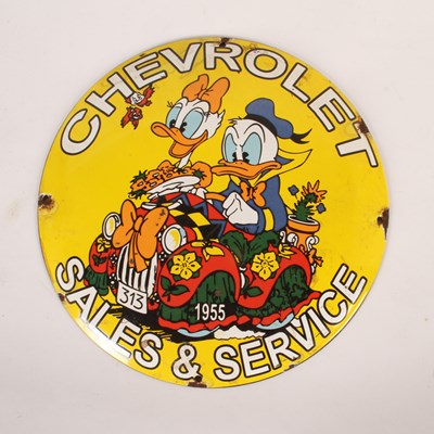 Lot 351 - A Chevrolet enamel advertising sign, of convex...