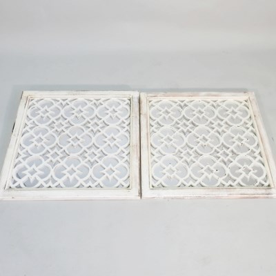 Lot 159 - A pair of white painted wall mirrors, with...