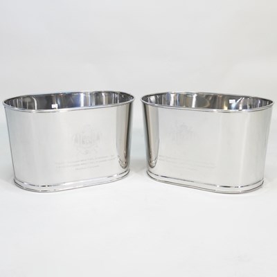 Lot 124 - A pair of modern metal champagne coolers, 42cm...