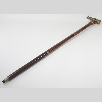 Lot 243 - A brass mounted novelty walking stick, with a...