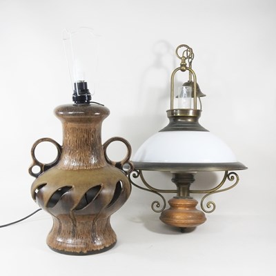 Lot 264 - A stoneware table lamp, together with a...