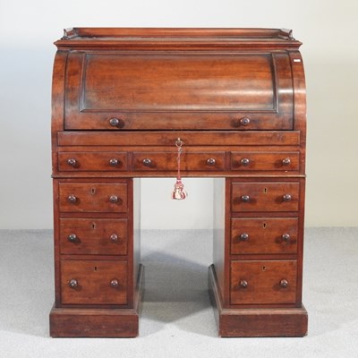 Lot 464 - A Victorian mahogany cylinder bureau, of small...