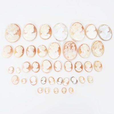 Lot 140 - A collection of carved shell cameos