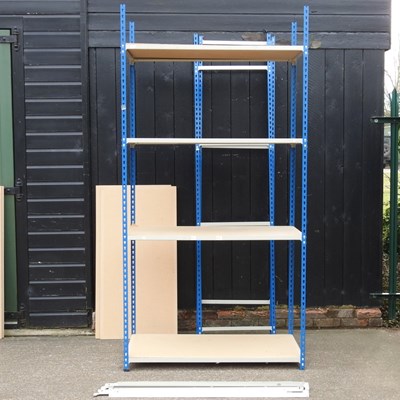 Lot 433 - A blue shelving unit, together with another (2)