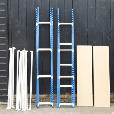 Lot 449 - A blue shelving unit, together with another (2)