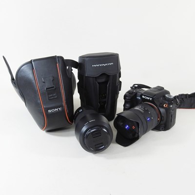Lot 163 - A Sony A700 camera, cased, together with a...