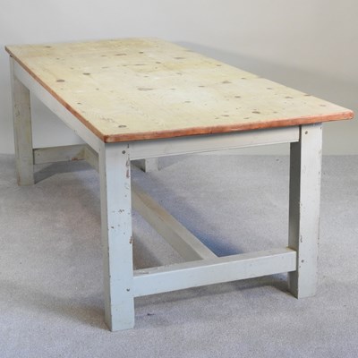 Lot 446 - A pine refectory dining table, of rectangular...