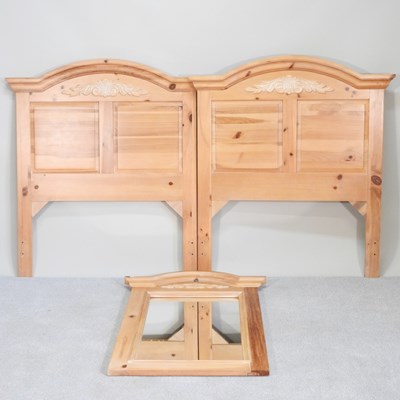Lot 327 - A pair of matching pine headboards, together...